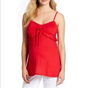 Jessica Simpson Tie Front Ruffle Maternity Tank